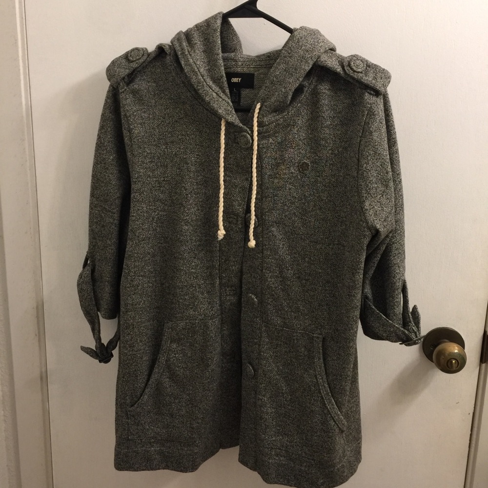 Obey Short Sleeve Hoodie Size Large